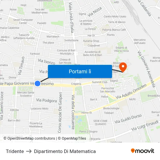 Tridente to Dipartimento Di Matematica map
