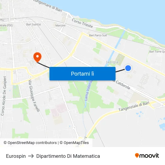 Eurospin to Dipartimento Di Matematica map