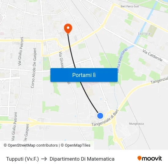 Tupputi (Vv.F.) to Dipartimento Di Matematica map