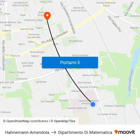 Hahnemann-Amendola to Dipartimento Di Matematica map