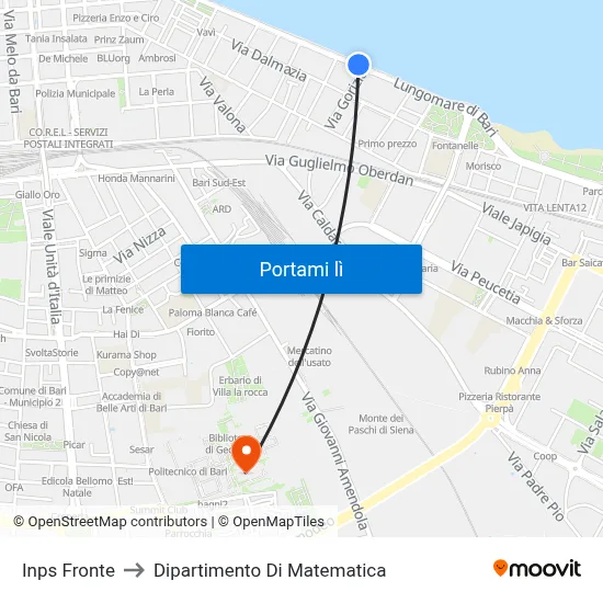 Inps Fronte to Dipartimento Di Matematica map