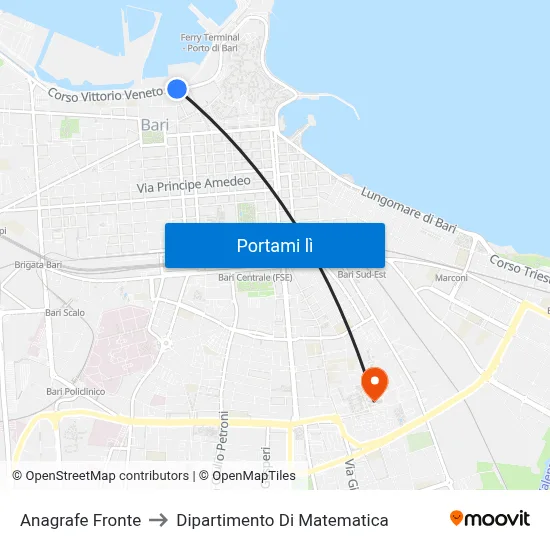 Anagrafe Fronte to Dipartimento Di Matematica map