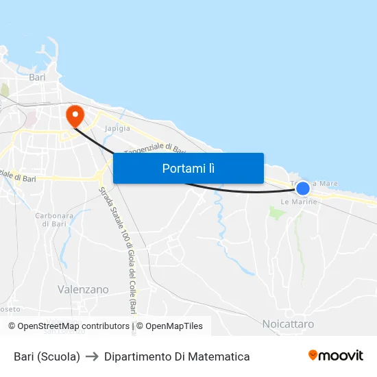 Bari (Scuola) to Dipartimento Di Matematica map