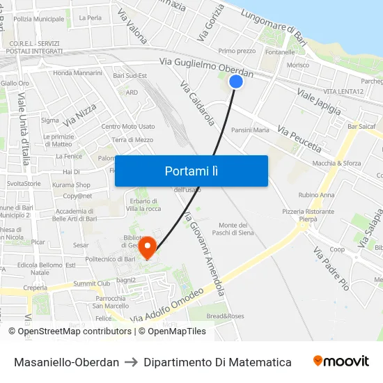Masaniello-Oberdan to Dipartimento Di Matematica map