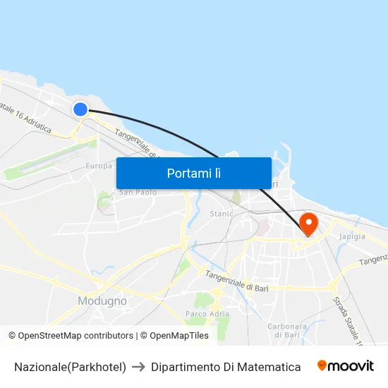 Nazionale(Parkhotel) to Dipartimento Di Matematica map