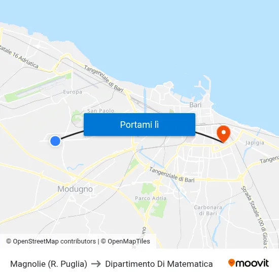 Magnolie (R. Puglia) to Dipartimento Di Matematica map
