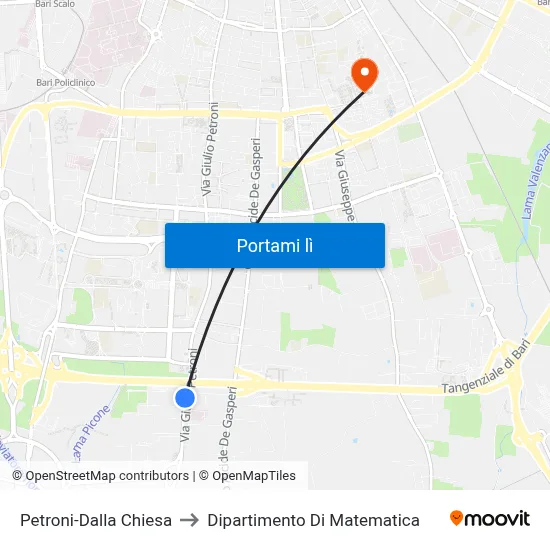 Petroni-Dalla Chiesa to Dipartimento Di Matematica map