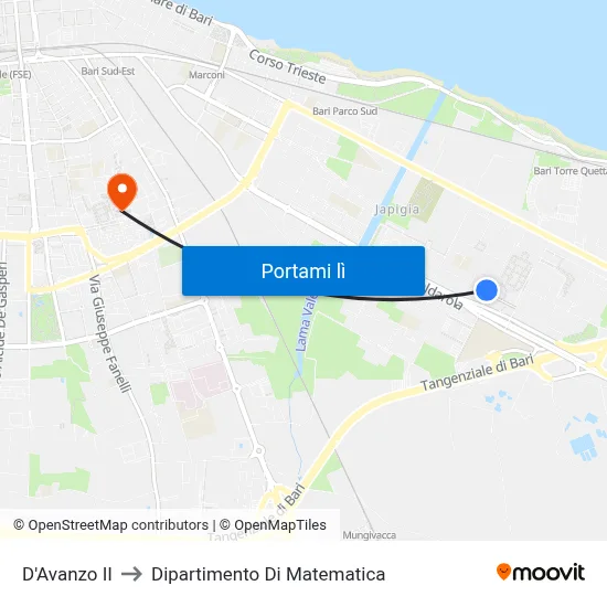 D'Avanzo II to Dipartimento Di Matematica map