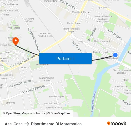 Assi Casa to Dipartimento Di Matematica map