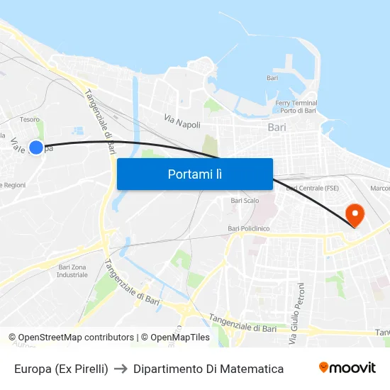 Europa (Ex Pirelli) to Dipartimento Di Matematica map