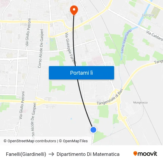 Fanelli(Giardinelli) to Dipartimento Di Matematica map