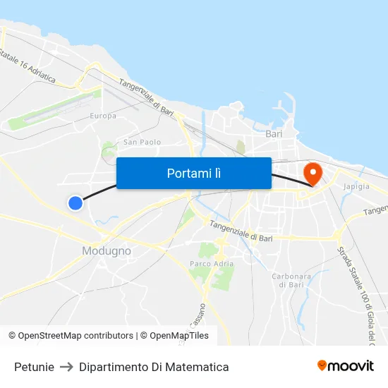 Petunie to Dipartimento Di Matematica map