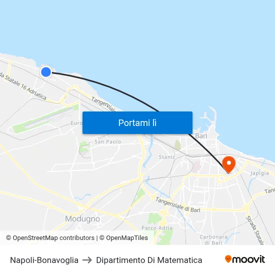 Napoli-Bonavoglia to Dipartimento Di Matematica map