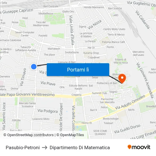 Pasubio-Petroni to Dipartimento Di Matematica map