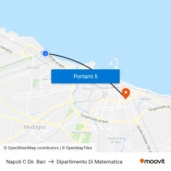Napoli C Dir. Bari to Dipartimento Di Matematica map