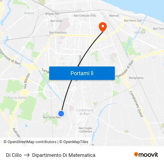 Di Cillo to Dipartimento Di Matematica map