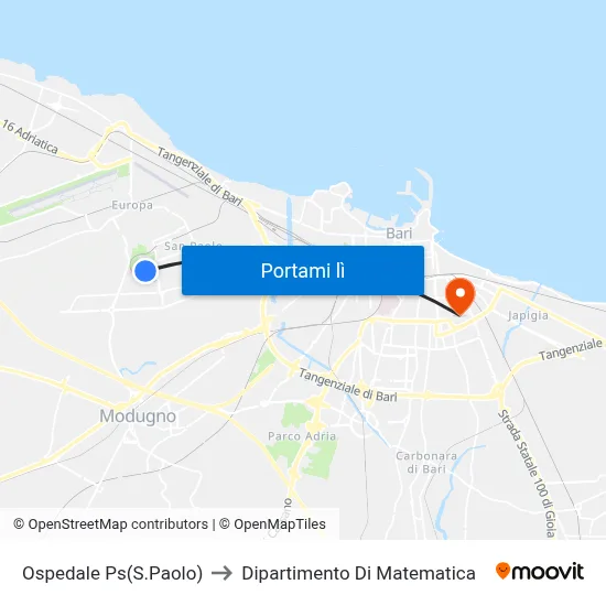 Ospedale Ps(S.Paolo) to Dipartimento Di Matematica map