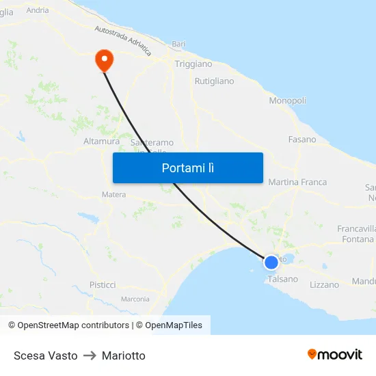 Scesa Vasto to Mariotto map