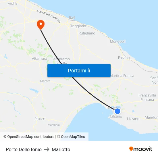 Porte Dello Ionio to Mariotto map
