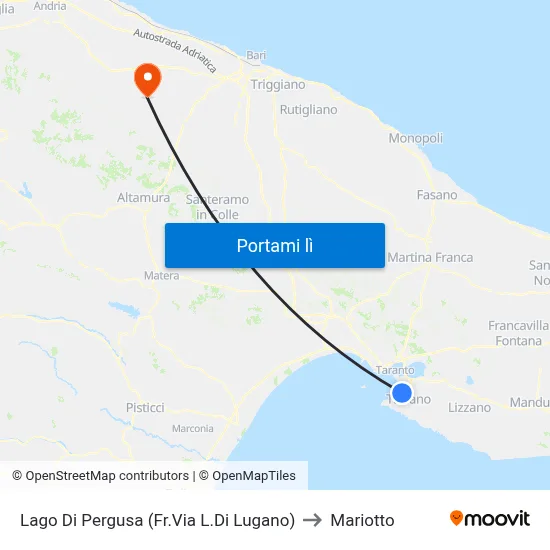 Lago Di Pergusa (Fr.Via L.Di Lugano) to Mariotto map