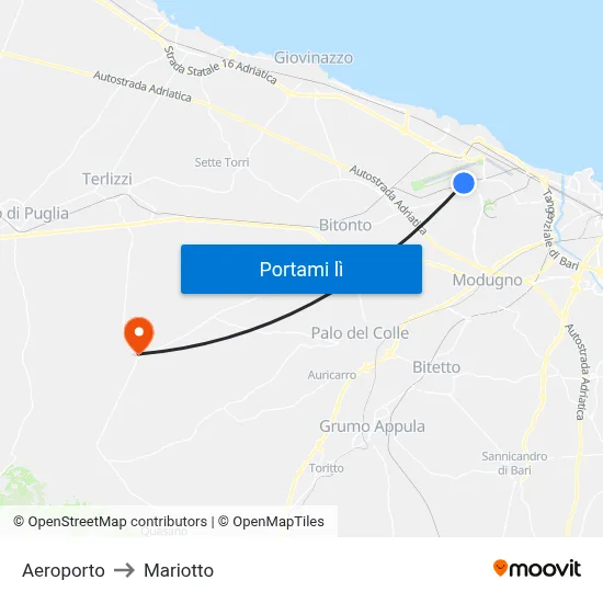 Aeroporto to Mariotto map