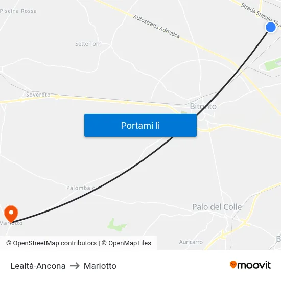 Lealtà-Ancona to Mariotto map