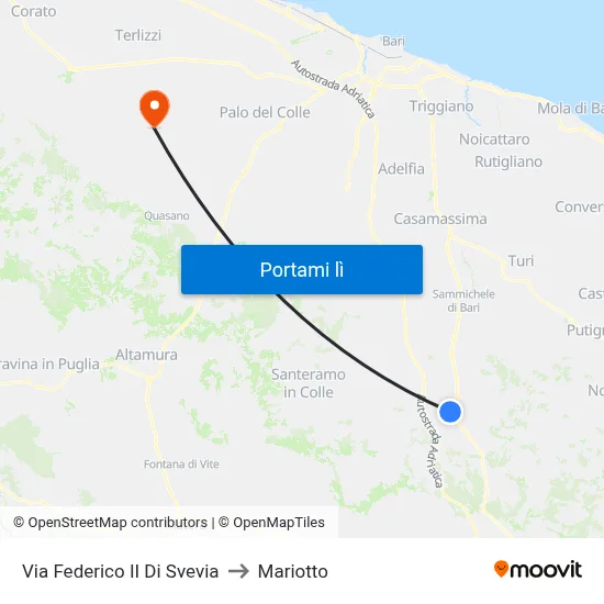 Via Federico II Di Svevia to Mariotto map
