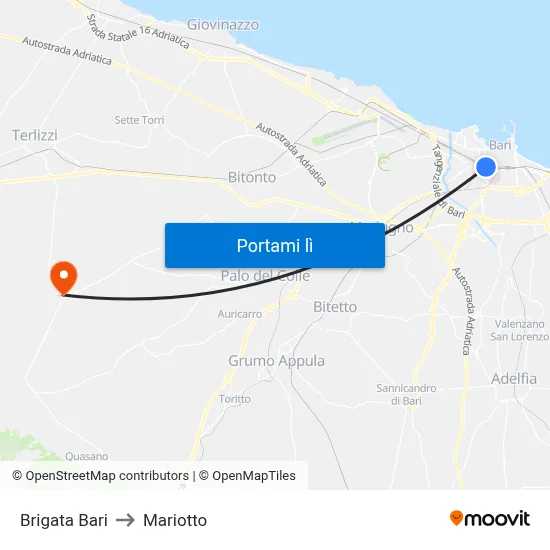 Brigata Bari to Mariotto map