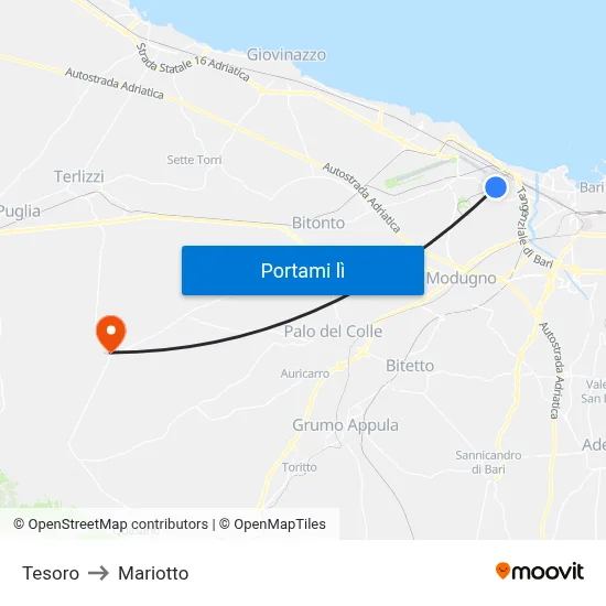 Tesoro to Mariotto map