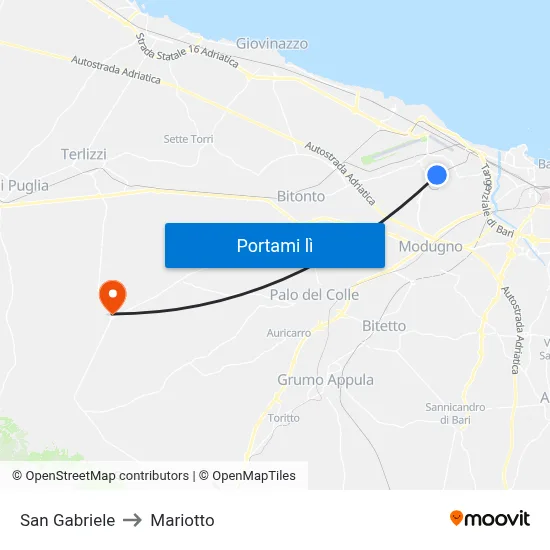 San Gabriele to Mariotto map