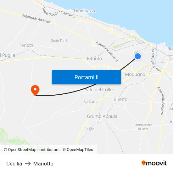 Cecilia to Mariotto map