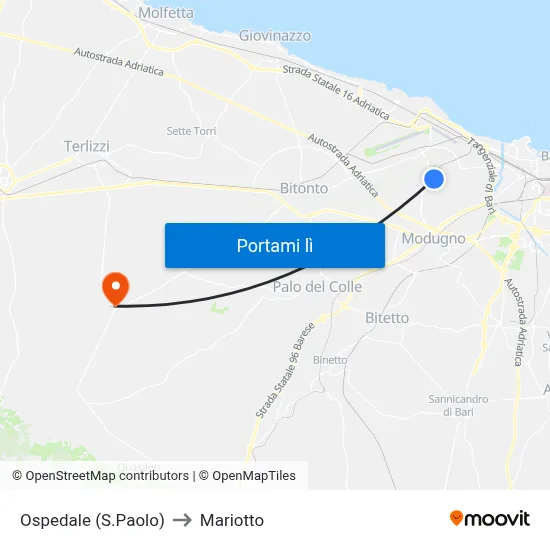 Ospedale (S.Paolo) to Mariotto map