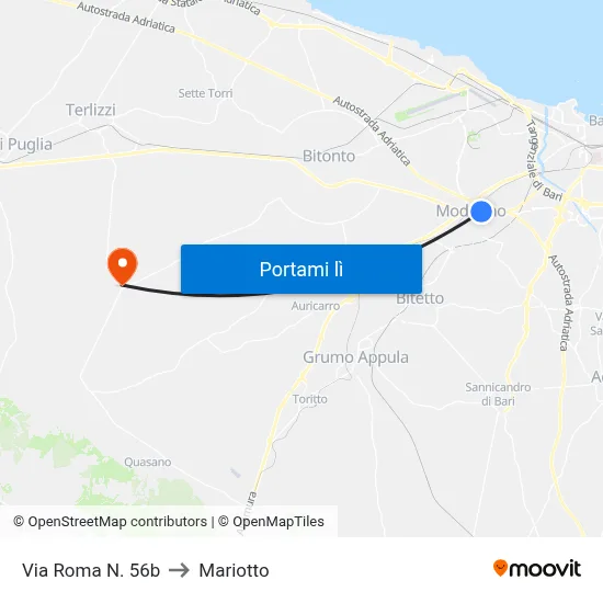 Via Roma N. 56b to Mariotto map