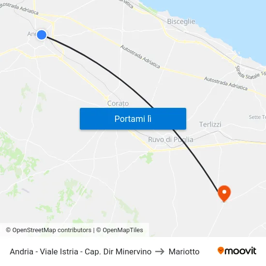 Andria - Viale Istria - Cap. Dir Minervino to Mariotto map