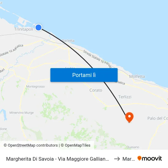 Margherita Di Savoia - Via Maggiore Galliano (Ex Stazione) - Alberghiero to Mariotto map