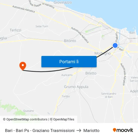 Bari - Bari Ps - Graziano Trasmissioni to Mariotto map