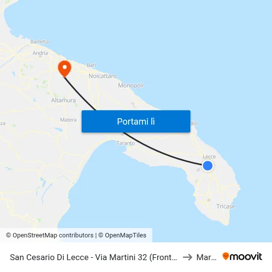 San Cesario Di Lecce - Via Martini 32 (Fronte Ing. Post Ospedale) to Mariotto map