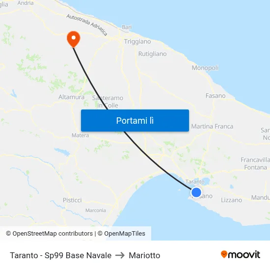 Taranto - Sp99 Base Navale to Mariotto map