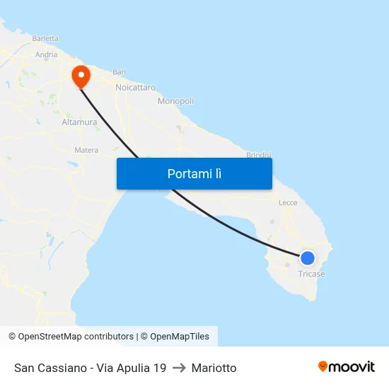 San Cassiano - Via Apulia 19 to Mariotto map