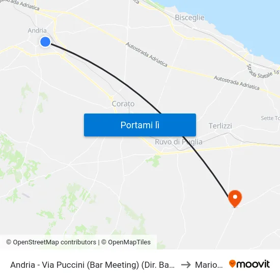 Andria - Via Puccini (Bar Meeting) (Dir. Barletta) to Mariotto map