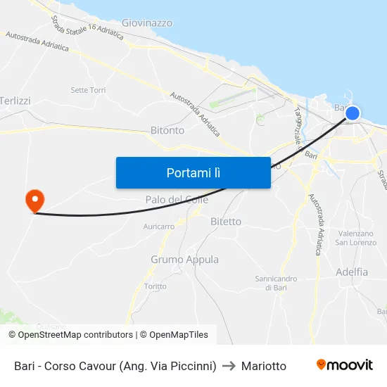 Bari - Corso Cavour (Ang. Via Piccinni) to Mariotto map