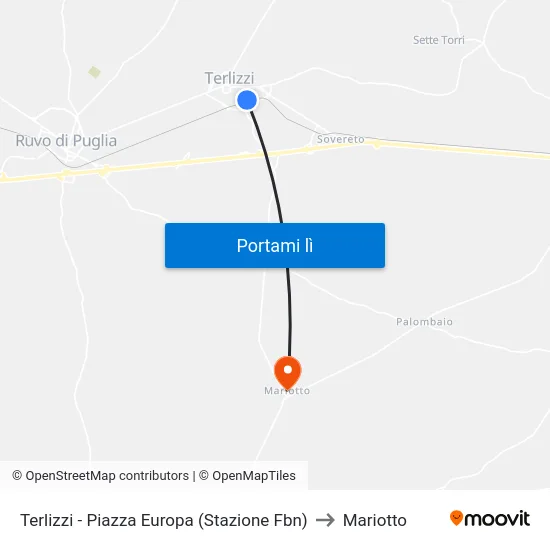 Terlizzi - Piazza Europa (Stazione Fbn) to Mariotto map