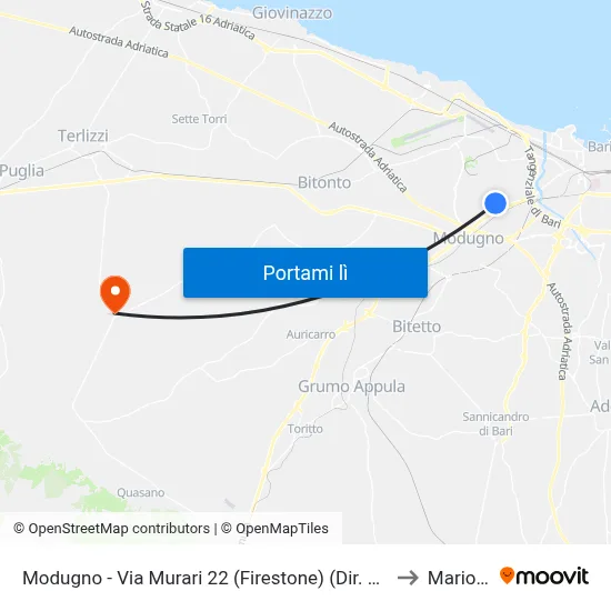 Modugno - Via Murari 22 (Firestone) (Dir. Bitonto) to Mariotto map