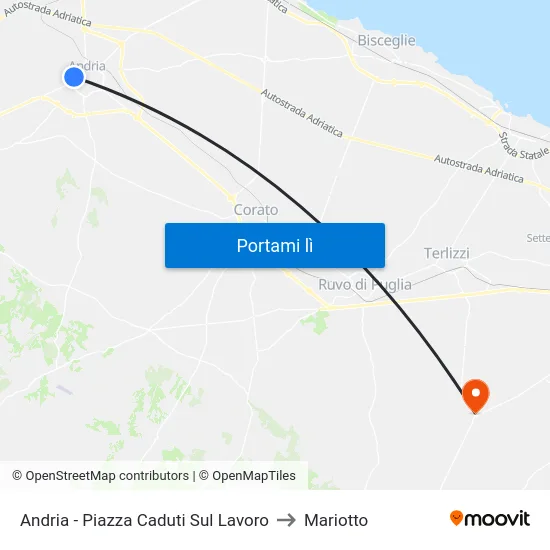 Andria - Piazza Caduti Sul Lavoro to Mariotto map