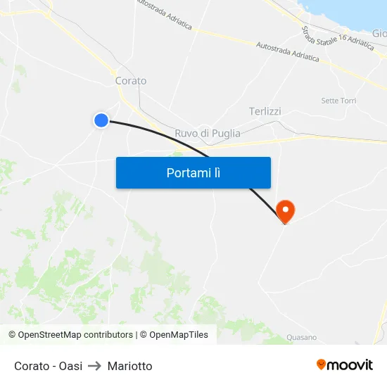 Corato - Oasi to Mariotto map