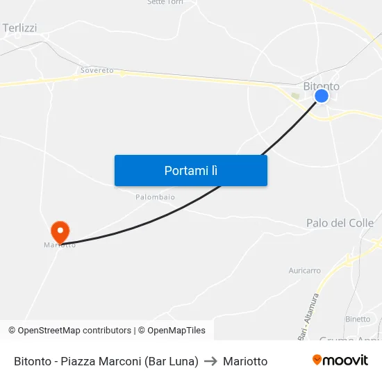 Bitonto - Piazza Marconi  (Bar Luna) to Mariotto map