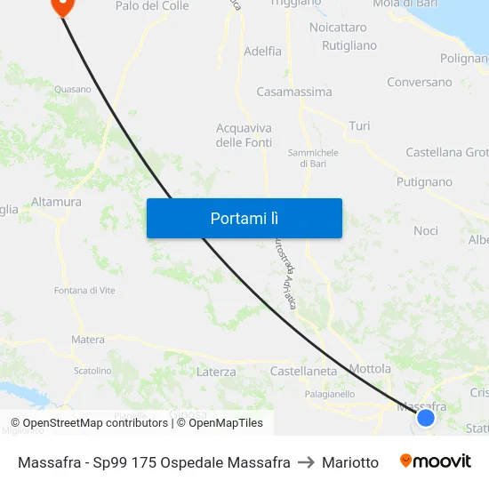 Massafra - Sp99 175 Ospedale  Massafra to Mariotto map