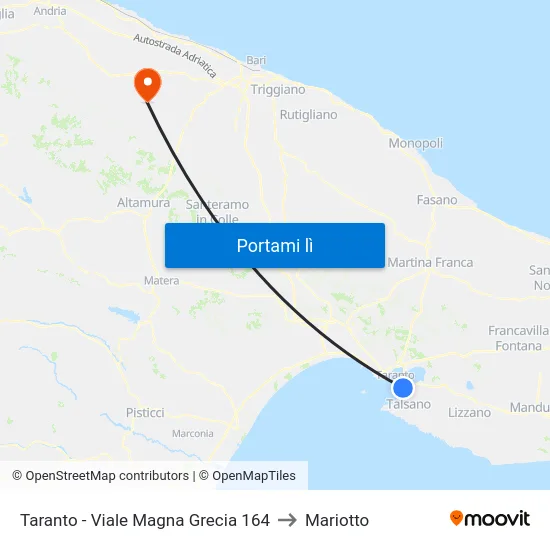 Taranto -  Viale Magna Grecia  164 to Mariotto map