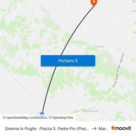 Gravina In Puglia - Piazza S. Padre Pio (Piazzale Stazione Trenitalia) to Mariotto map
