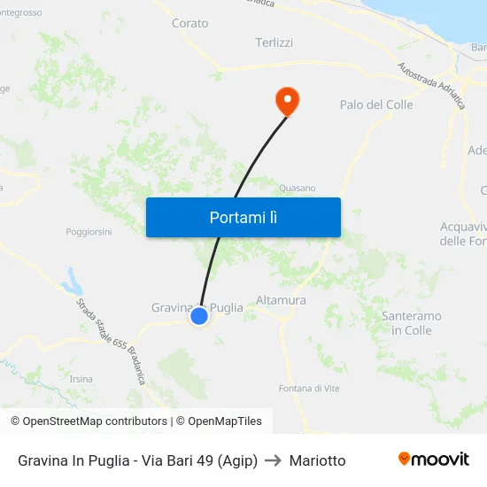 Gravina In Puglia - Via Bari 49 (Agip) to Mariotto map